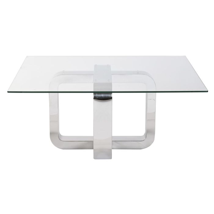 Mesa de Centro DKD Home Decor Plateado Acero Aluminio Cristal Templado 100 x 100 x 45 cm 2