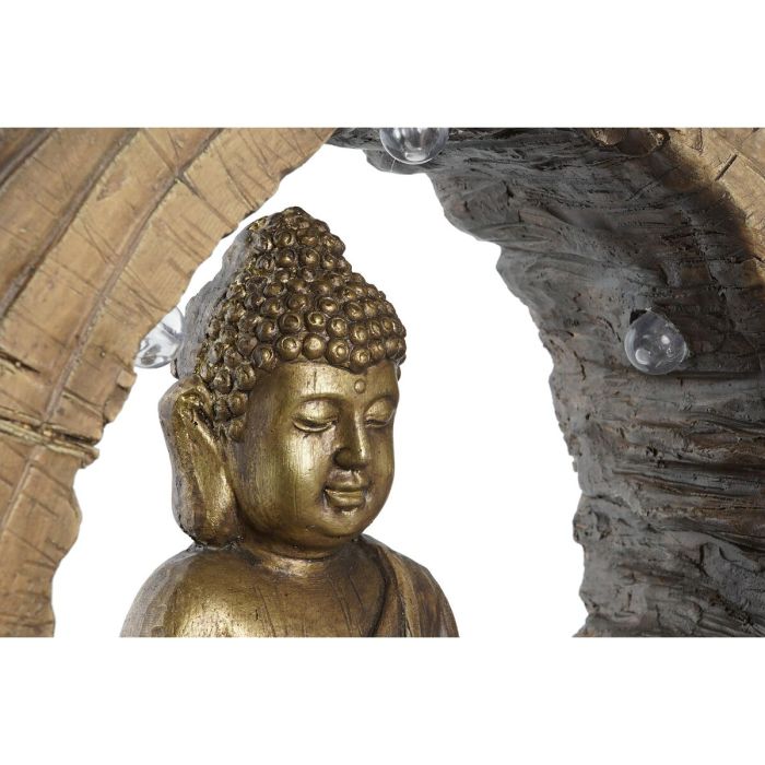 Figura Decorativa DKD Home Decor Acabado envejecido Dorado Marrón Buda Oriental Magnesio (40 x 13 x 40 cm) (2 Unidades) 3