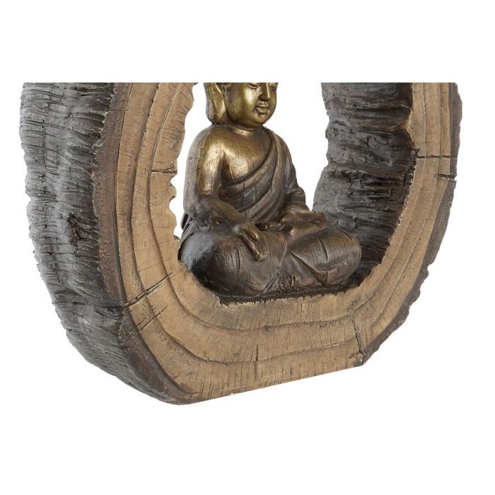 Figura Decorativa DKD Home Decor Acabado envejecido Dorado Marrón Buda Oriental Magnesio (40 x 13 x 40 cm) (2 Unidades) 2