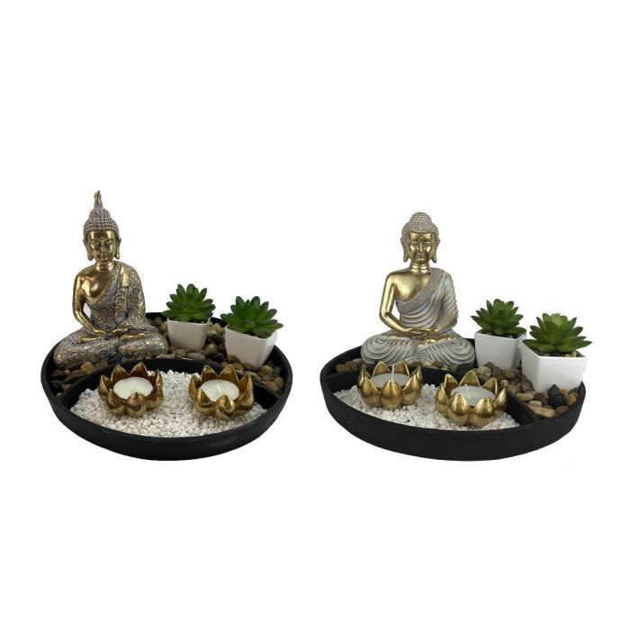 Figura Oriental DKD Home Decor Dorado Negro 26 x 18 x 26 cm (2 Unidades)