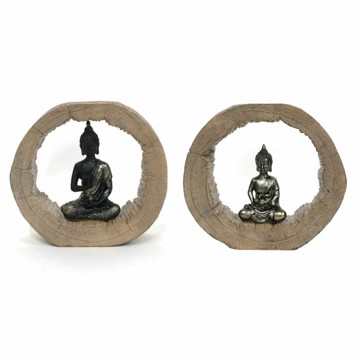 Figura Oriental DKD Home Decor Negro Natural 6 x 18.5 x 20.5 cm (2 Unidades)