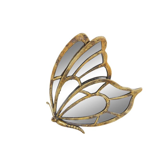 Decoración de Pared DKD Home Decor Espejo Dorado Resina Mariposa (25 x 4,5 x 25 cm)