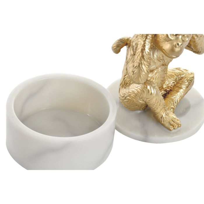 Figura Decorativa DKD Home Decor Blanco Dorado Tropical Monos 10,5 x 10,5 x 18,5 cm (3 Piezas) 2