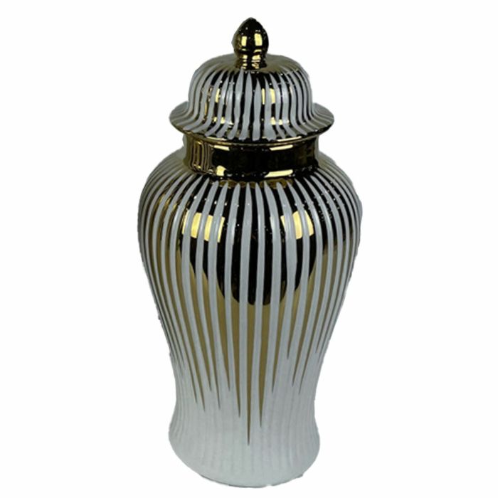Tibor DKD Home Decor Porcelana Dorado Blanco Oriental (16 x 16 x 34 cm) Tibor DKD Home Decor Porcelana Dorado Blanco Oriental (16 x 16 x 34 cm)