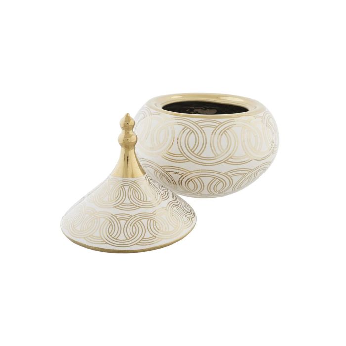 Tibor DKD Home Decor Blanco Dorado Porcelana Oriental Cromado 18 x 18 x 22 cm 2