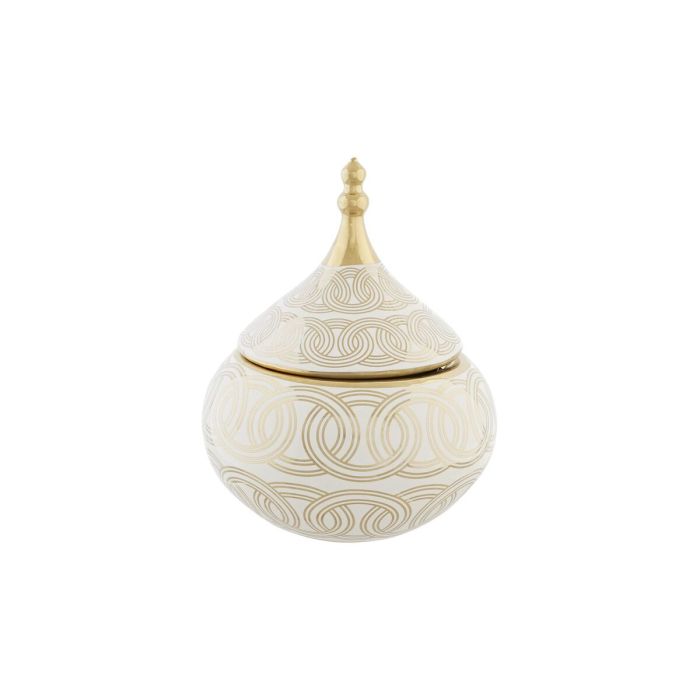 Tibor Oriental DKD Home Decor Blanco Dorado 18 x 22 x 18 cm