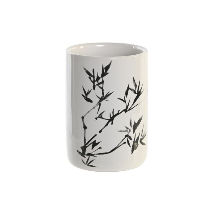 Vaso Oriental DKD Home Decor Blanco Negro 7.6 x 11 x 7.6 cm