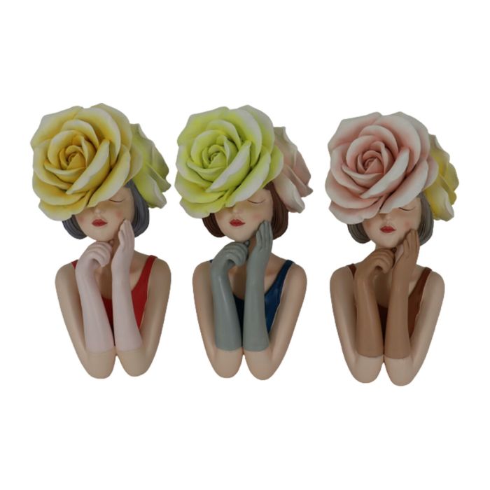 Figura Decorativa DKD Home Decor 14,5 x 11,5 x 28,7 cm Mujer Multicolor (3 Unidades)