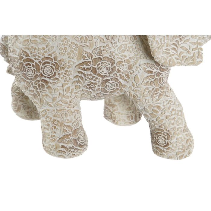 Figura Decorativa DKD Home Decor Elefante Beige Dorado Resina Colonial (22,7 x 11 x 20,8 cm) (2 Unidades) 1
