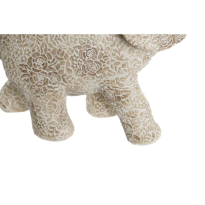 Figura Decorativa DKD Home Decor Elefante Beige Dorado Resina Colonial (25 x 11,8 x 25 cm) (2 Unidades) 1