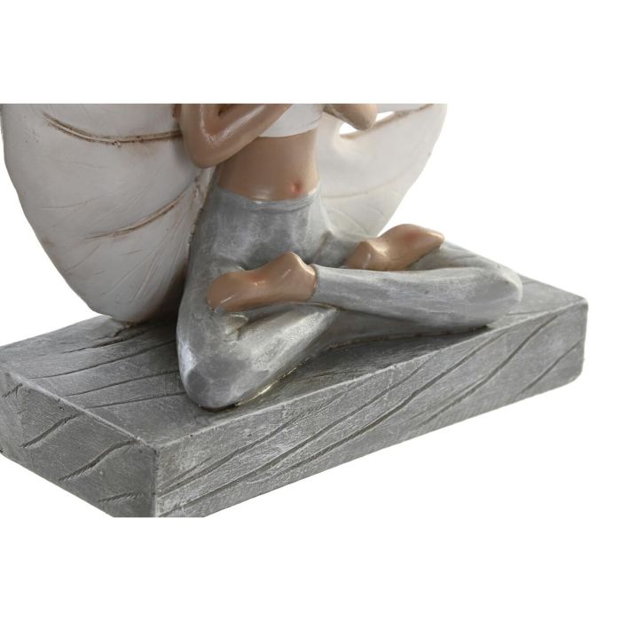 Figura Decorativa DKD Home Decor Gris Blanco Resina Yoga Moderno (16 x 7,5 x 21 cm) (2 Unidades) 1