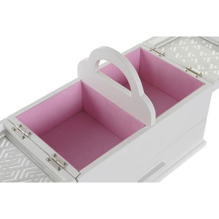 Caja-Joyero DKD Home Decor 16 x 17 x 28 cm Blanco Rosa claro Madera MDF 3