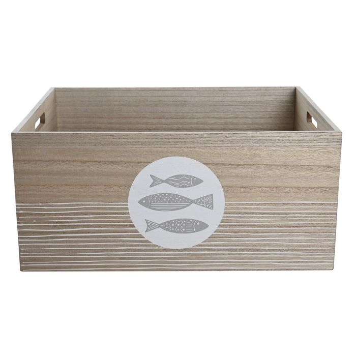 Caja Decorativa DKD Home Decor Natural Madera MDF Espirales Mediterráneo 50 x 40 x 22,5 cm 1