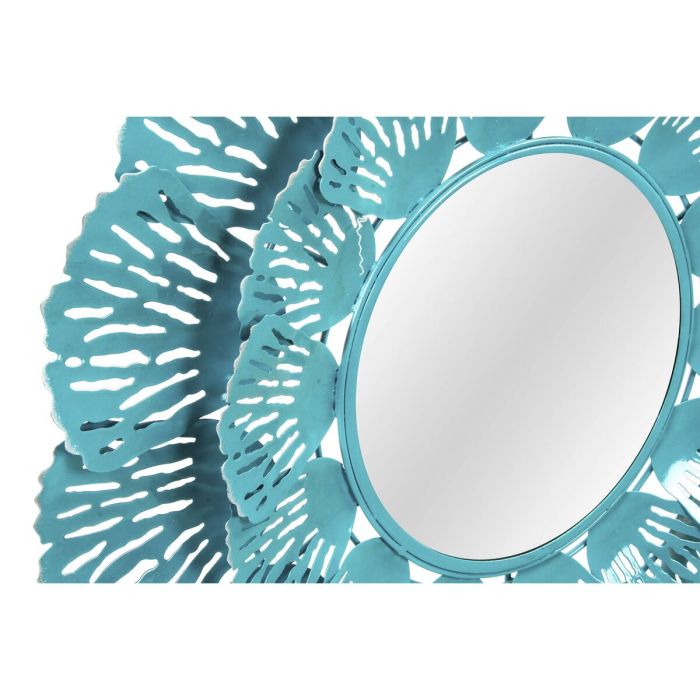 Espejo de pared DKD Home Decor Azul Metal Coral Blanco 2 Unidades (60 x 7 x 60 cm) 1