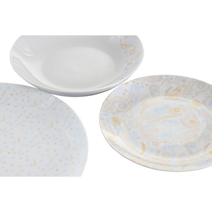 Set de Vajilla DKD Home Decor Porcelana Azul Rosa Blanco 27 x 27 x 3 cm 18 Piezas 3