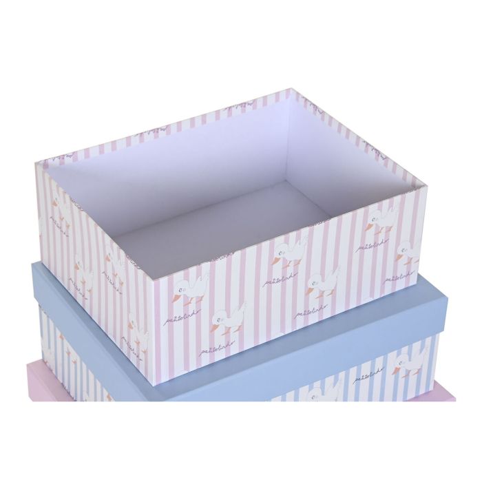 Set de Cajas Organizadoras Apilables DKD Home Decor Azul Rosa Cartón (43,5 x 33,5 x 15,5 cm) 2