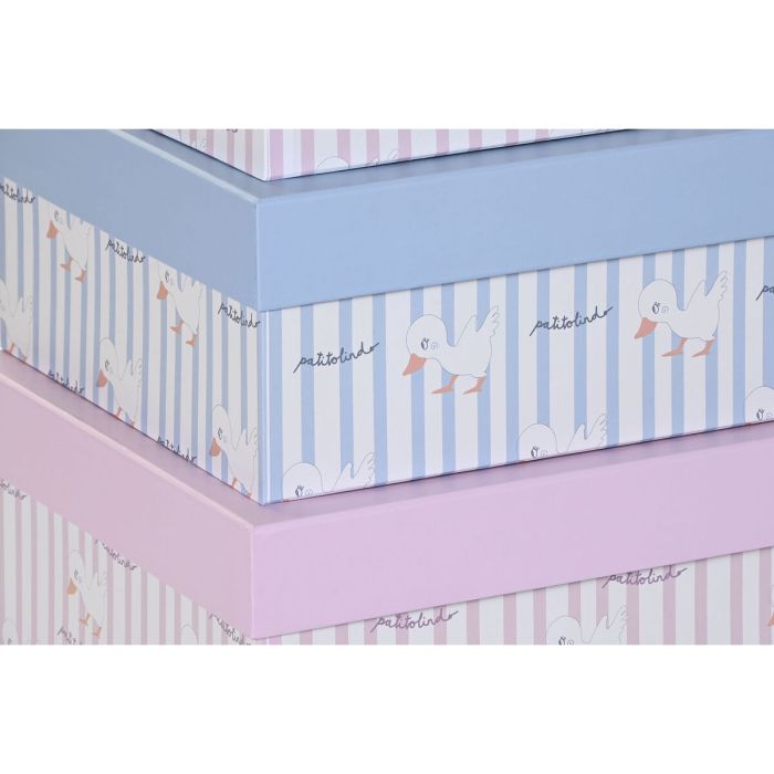Set de Cajas Organizadoras Apilables DKD Home Decor Azul Rosa Cartón (43,5 x 33,5 x 15,5 cm) 1