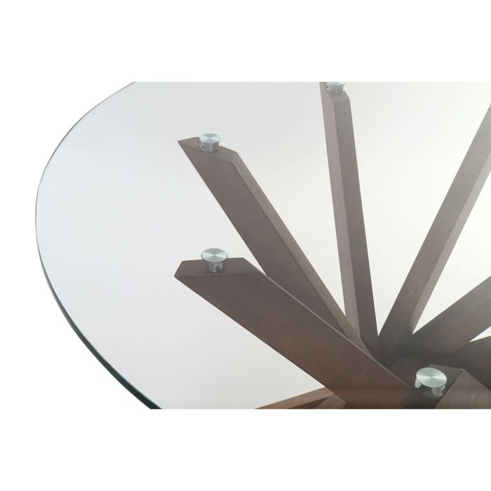 Mesa de Comedor DKD Home Decor Cristal Marrón Transparente Nogal 120 x 120 x 76 cm 1