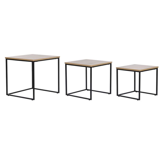 Mesita Auxiliar Urban DKD Home Decor Natural Negro 45 x 45 x 45 cm Set de 3