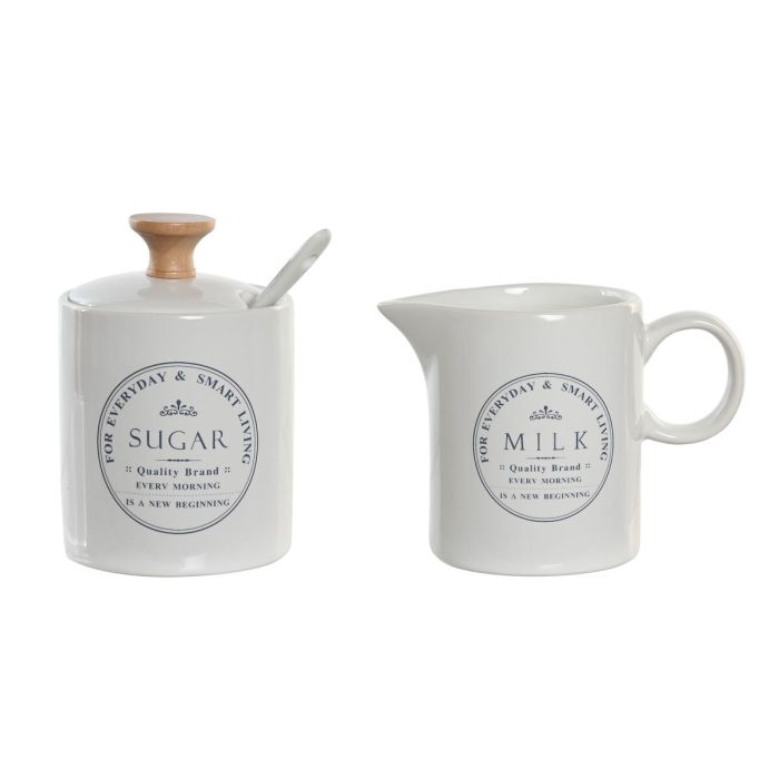 Set de Aceitera y Vinagrera DKD Home Decor 17 x 12,5 x 18 cm Natural  Porcelana Blanco 5 Unidades