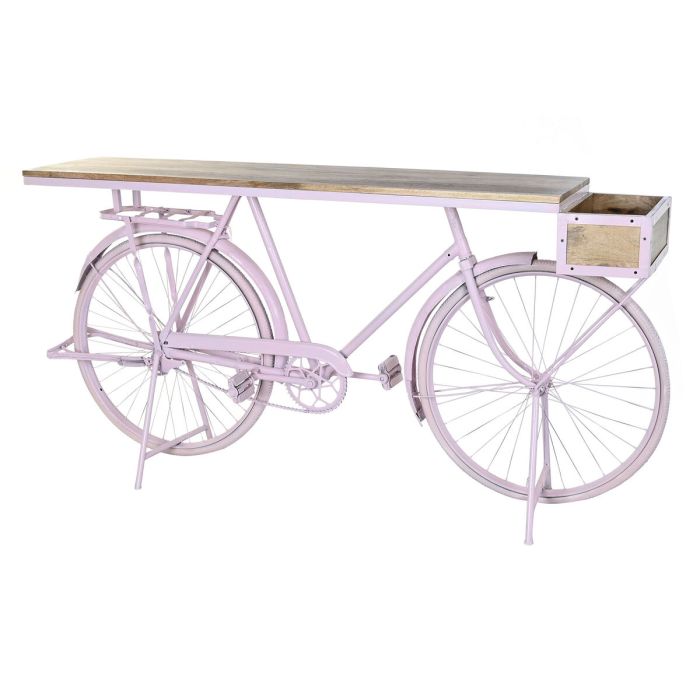 Consola DKD Home Decor Bicicleta 180 x 41 x 94 cm Rosa claro Hierro Madera de mango