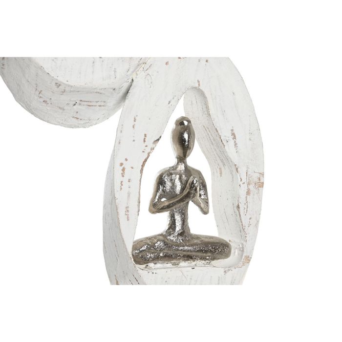 Figura Decorativa DKD Home Decor 18 x 9 x 69 cm Marrón Aluminio Blanco Madera de mango Yoga 1