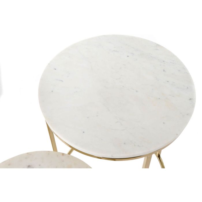 Juego de 2 mesas DKD Home Decor Blanco Dorado Aluminio Mármol 46 x 46 x 58 cm 2
