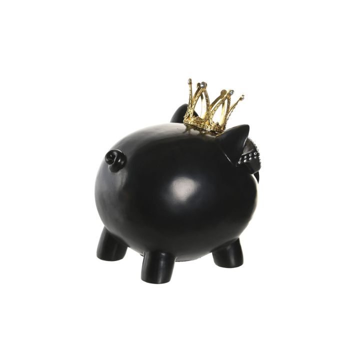 Figura Decorativa DKD Home Decor Negro Dorado Resina Cerdo Moderno (13,5 x 11 x 14 cm) (2 Unidades) 1