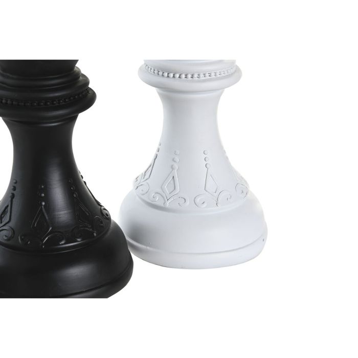 Figura Decorativa DKD Home Decor Negro Blanco Resina Fichas de Ajedrez Moderno (12 x 12 x 25,5 cm) (4 Unidades) 2