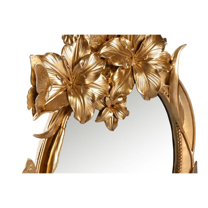 Espejo de pared DKD Home Decor 35 x 4,7 x 46,5 cm Cristal Dorado Resina Mariposas 2