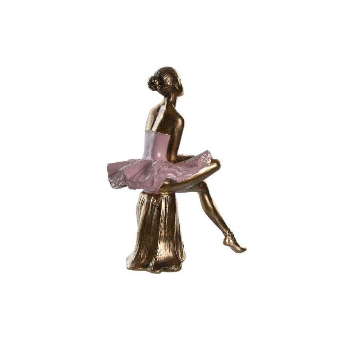 Figura Decorativa DKD Home Decor Rosa Blanco Resina Bailarina Ballet Moderno (2 Unidades) (15 x 10 x 19 cm) 2