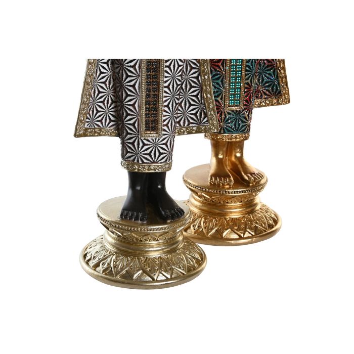 Figura Decorativa DKD Home Decor 11,5 x 10 x 43,5 cm Dorado Marrón Buda Turquesa Oriental (2 Unidades) 2