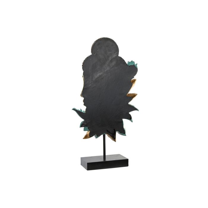 Figura Decorativa DKD Home Decor 22 x 8 x 42,5 cm Negro Dorado Buda Turquesa Oriental (2 Unidades) 2