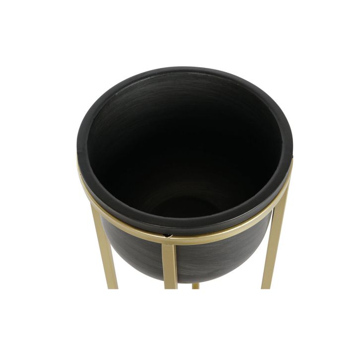 Set de Maceteros DKD Home Decor 28,5 x 28,5 x 65,5 cm 28 x 28 x 65 cm Negro Dorado Metal 3