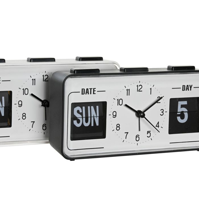 Reloj Despertador DKD Home Decor 17 x 5 x 9 cm Negro Blanco PVC (2 Unidades) 2