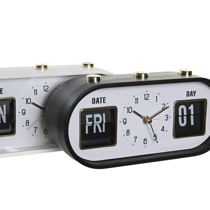 Reloj Despertador DKD Home Decor 20 x 6 x 9,5 cm Negro Blanco PVC (2 Unidades) 2
