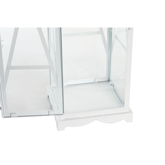 Farolas DKD Home Decor 22 x 22 x 75 cm Cristal Metal Blanco Shabby Chic 2