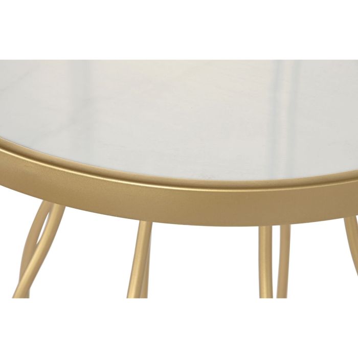 Mesa auxiliar DKD Home Decor Blanco Dorado Metal Pizarra 49 x 49 x 60,5 cm 1