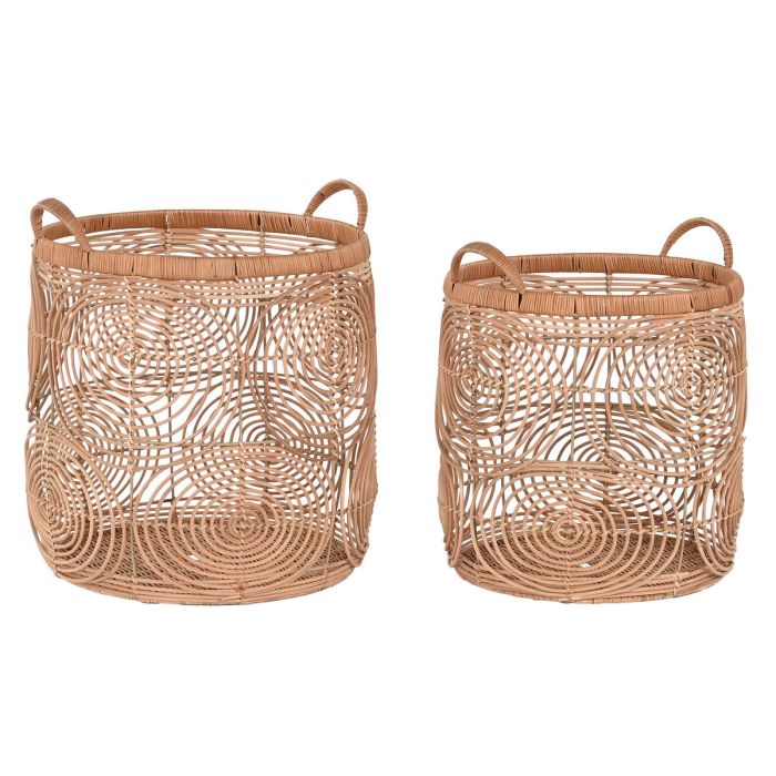 Cesta Tropical DKD Home Decor Marron Claro 40 x 47 x 40 cm Set de 2