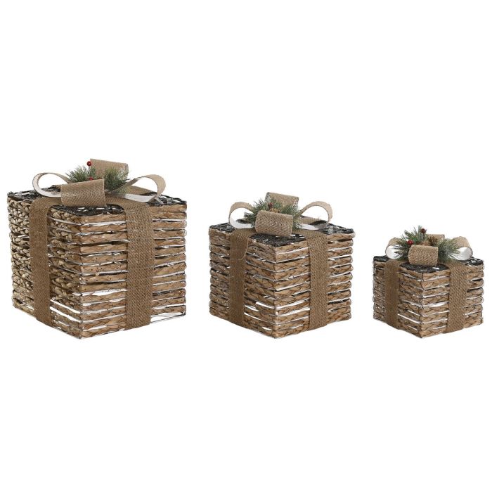 Adorno Navideño DKD Home Decor Natural 25 x 25 x 25 cm (3 Piezas) 1