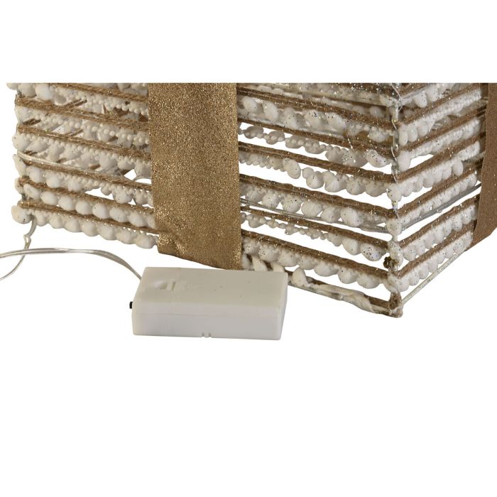 Adorno Navideño DKD Home Decor Blanco Dorado Natural 25 x 25 x 25 cm (3 Piezas) 2