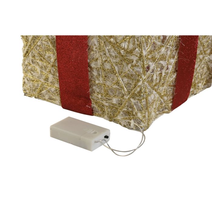 Adorno Navideño DKD Home Decor Blanco Rojo Dorado 25 x 25 x 25 cm (3 Piezas) 2