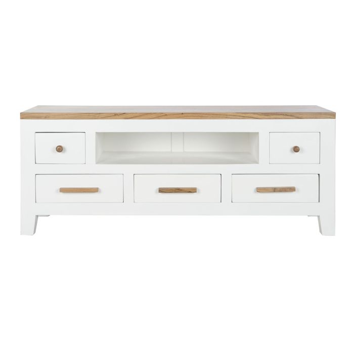 Mueble de TV DKD Home Decor Blanco Marrón Acacia Madera de mango 125 x 40 x 50 cm 2