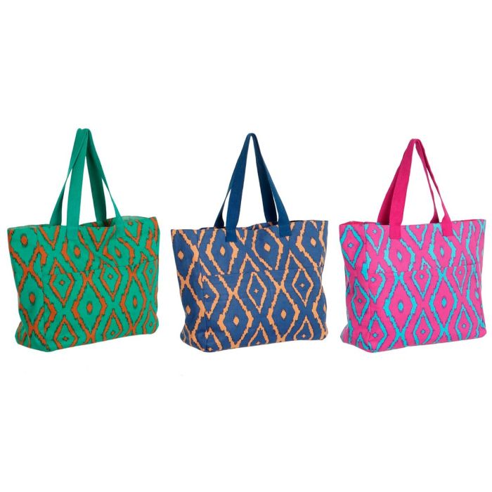 Bolso Mediterraneo DKD Home Decor Fucsia Verde 14 x 35 x 55 cm (3 Unidades)