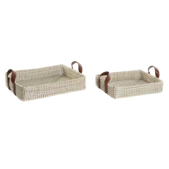 Bandeja Decoracion Urban DKD Home Decor Marron Claro Natural 32 x 9 x 41 cm Set de 2