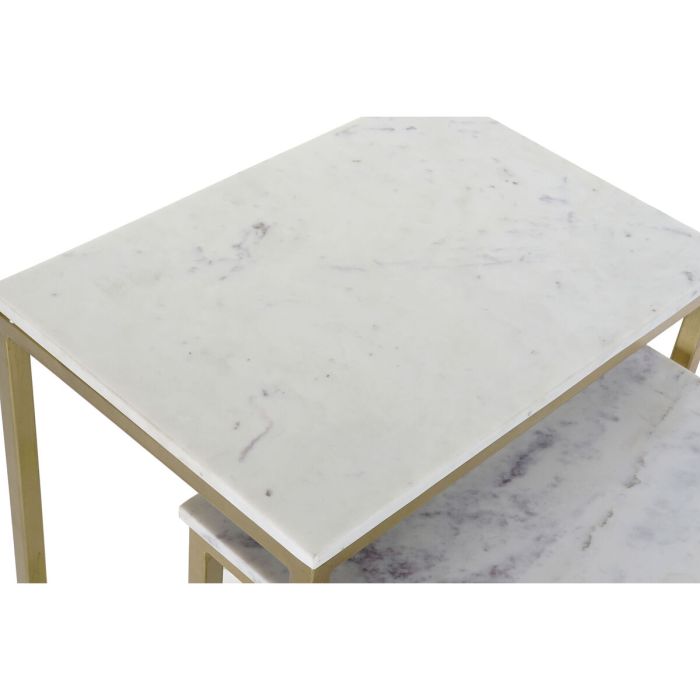 Juego de 3 mesas DKD Home Decor Blanco Dorado 50 x 35 x 60 cm 4