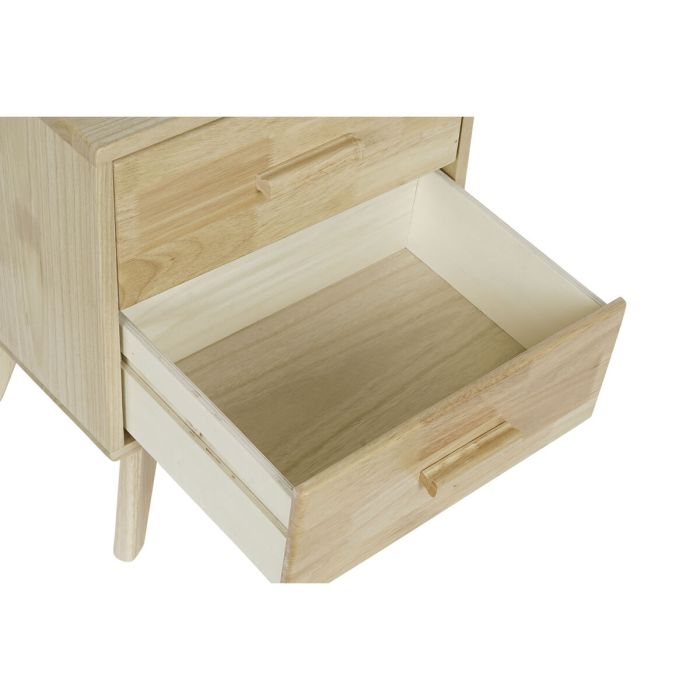 Mesita de Noche DKD Home Decor Natural Caucho Madera de Paulonia Madera MDF 40 x 30 x 48 cm 2