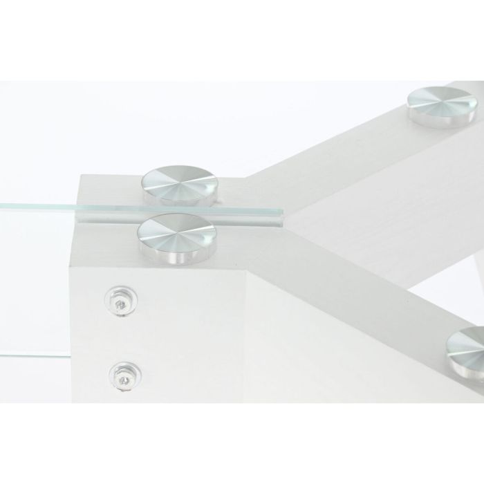 Mesa de Comedor DKD Home Decor Blanco Transparente Cristal Madera MDF 160 x 90 x 75 cm 4