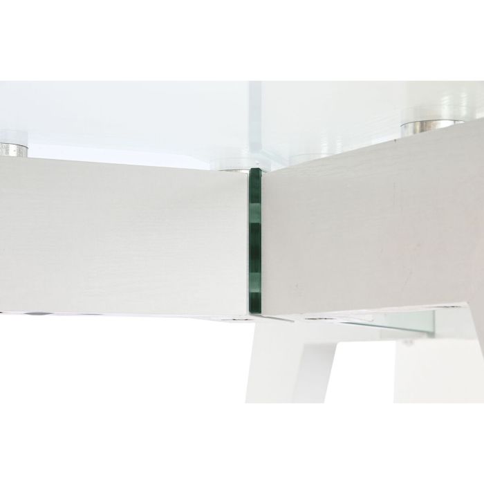 Mesa de Comedor DKD Home Decor Blanco Transparente Cristal Madera MDF 160 x 90 x 75 cm 2