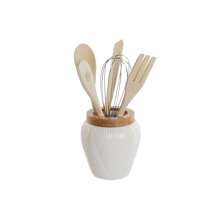 Utensilios Basicos DKD Home Decor Blanco Natural 10.5 x 12 x 10.5 cm Set de 6